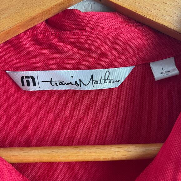 Travis Mathew Men Golf Polo Shirt Size Large Red Striped Short Sleeves Outdoor - Picture 4 of 9
